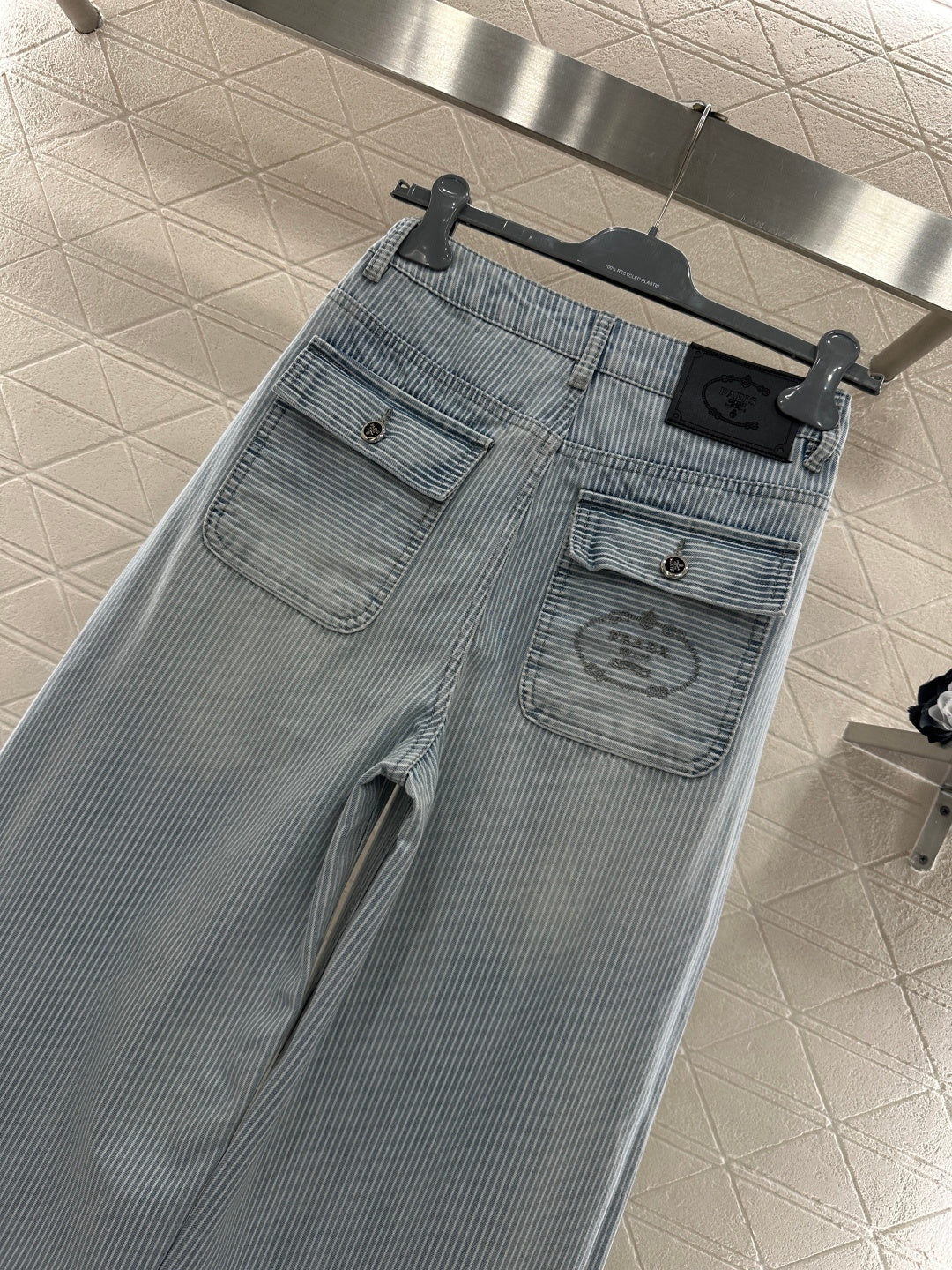 Striped Curved Blade Jeans