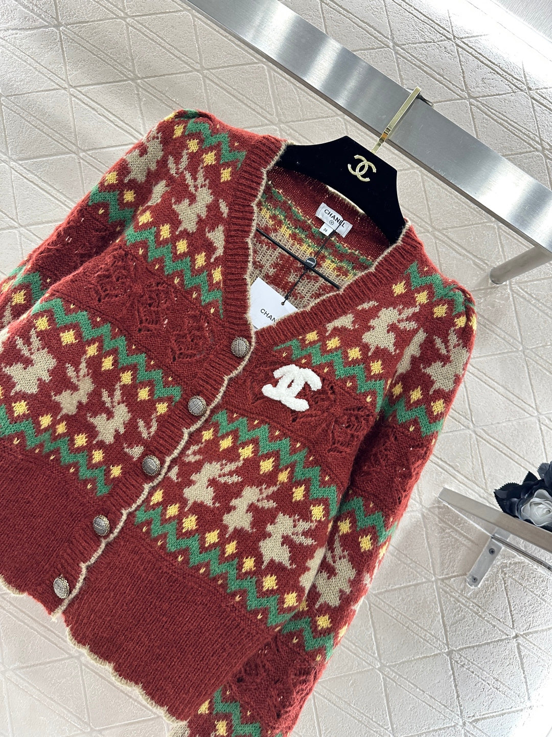 Striped Jacquard Knit Cardigan