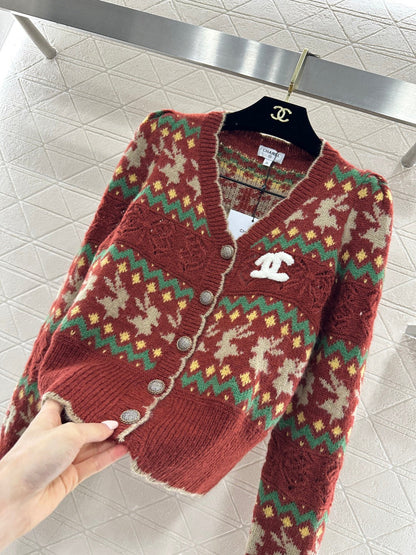 Striped Jacquard Knit Cardigan