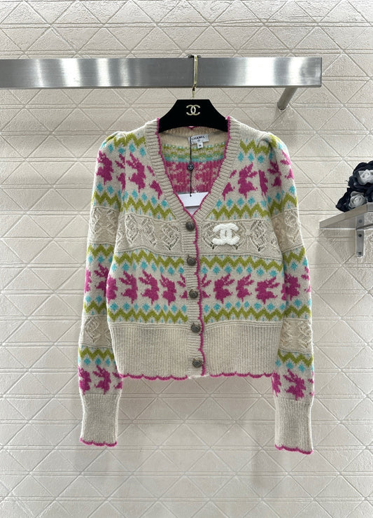 Striped Jacquard Knit Cardigan