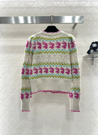 Striped Jacquard Knit Cardigan