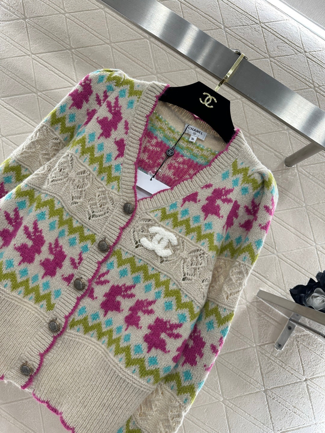 Striped Jacquard Knit Cardigan