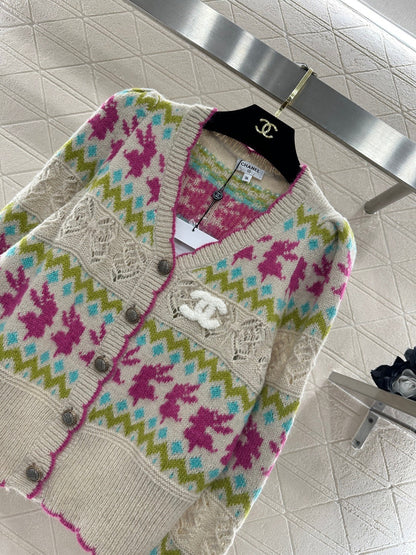 Striped Jacquard Knit Cardigan