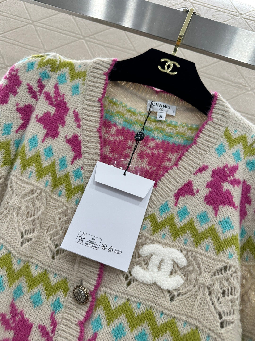 Striped Jacquard Knit Cardigan
