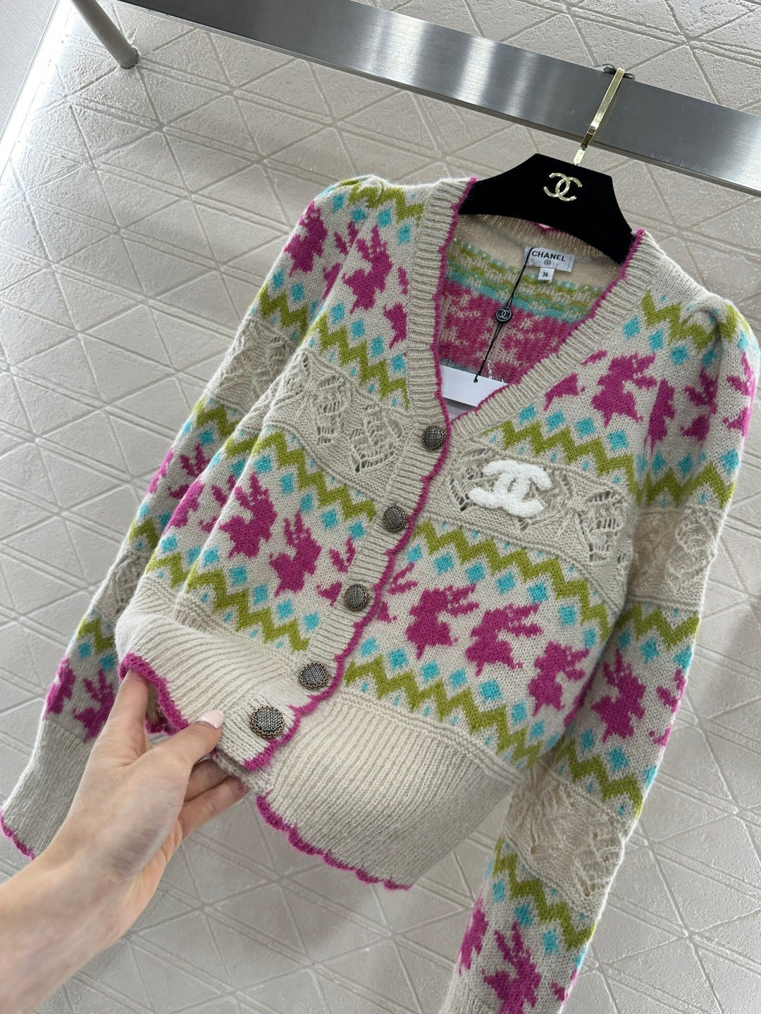 Striped Jacquard Knit Cardigan