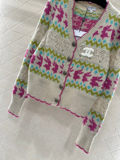 Striped Jacquard Knit Cardigan