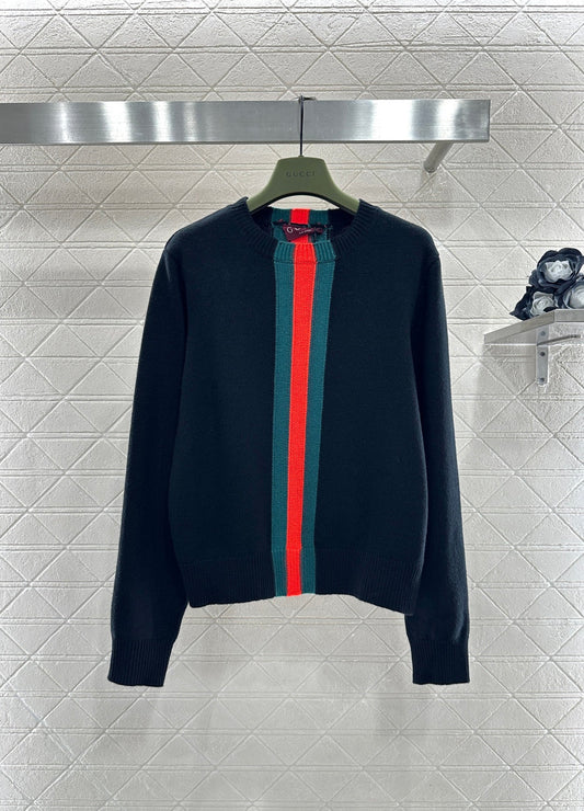 Vertical Striped Ribbon Sweater