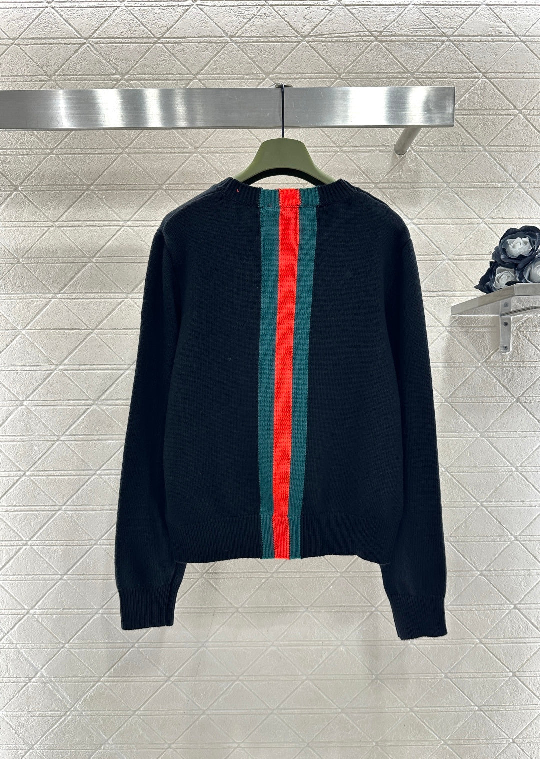 Vertical Striped Ribbon Sweater