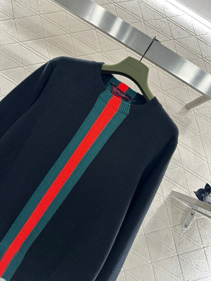 Vertical Striped Ribbon Sweater