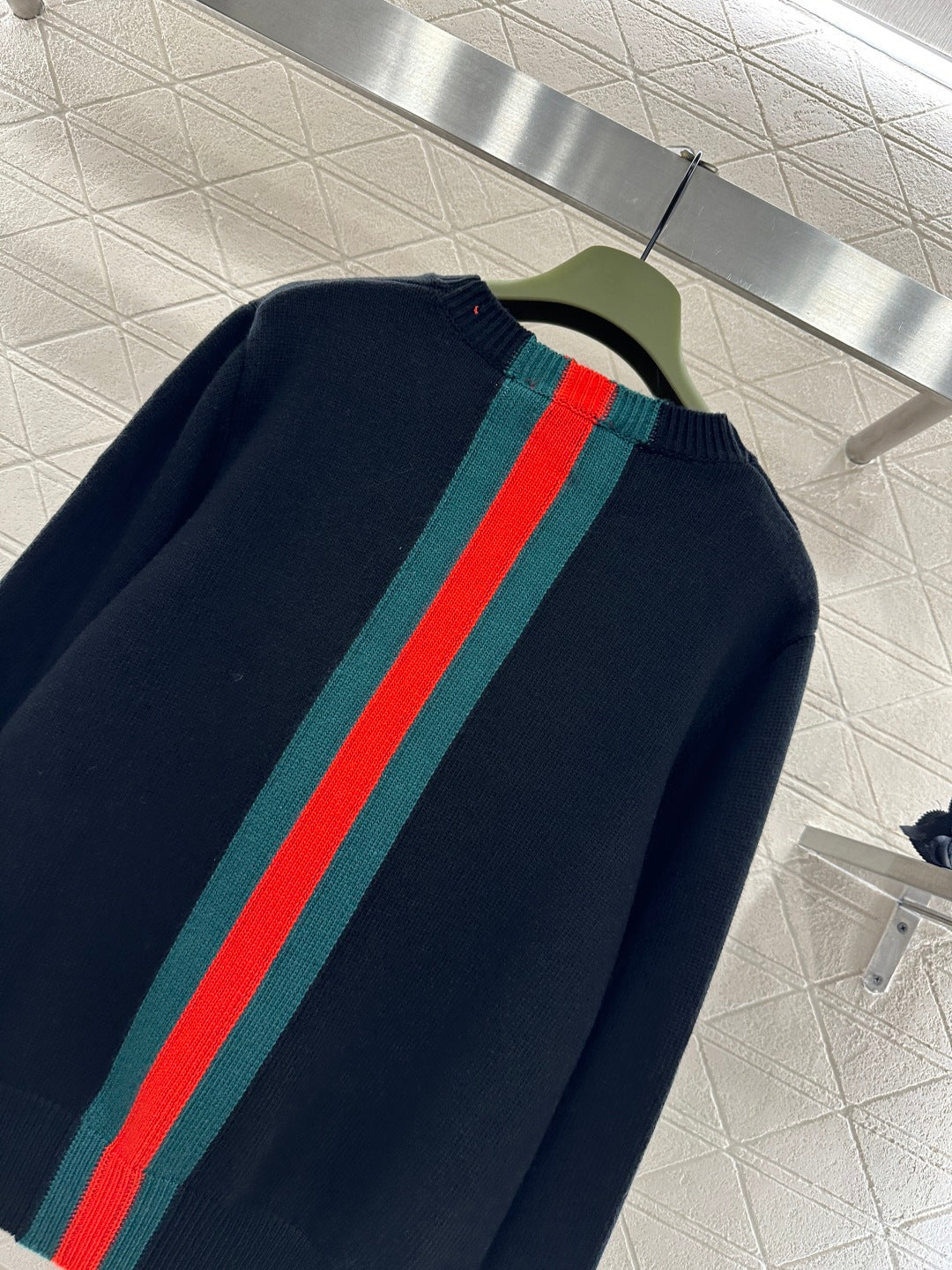 Vertical Striped Ribbon Sweater