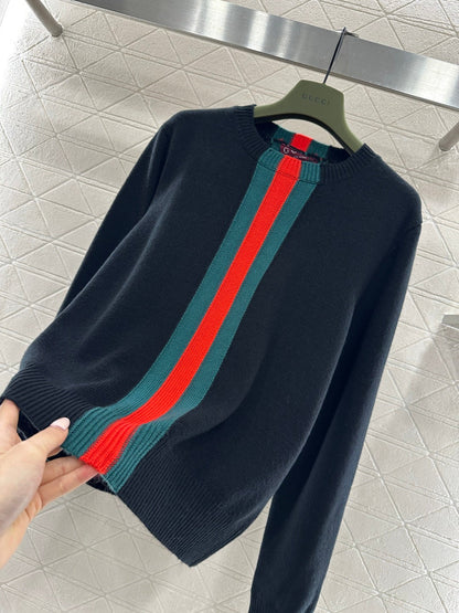 Vertical Striped Ribbon Sweater