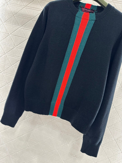 Vertical Striped Ribbon Sweater