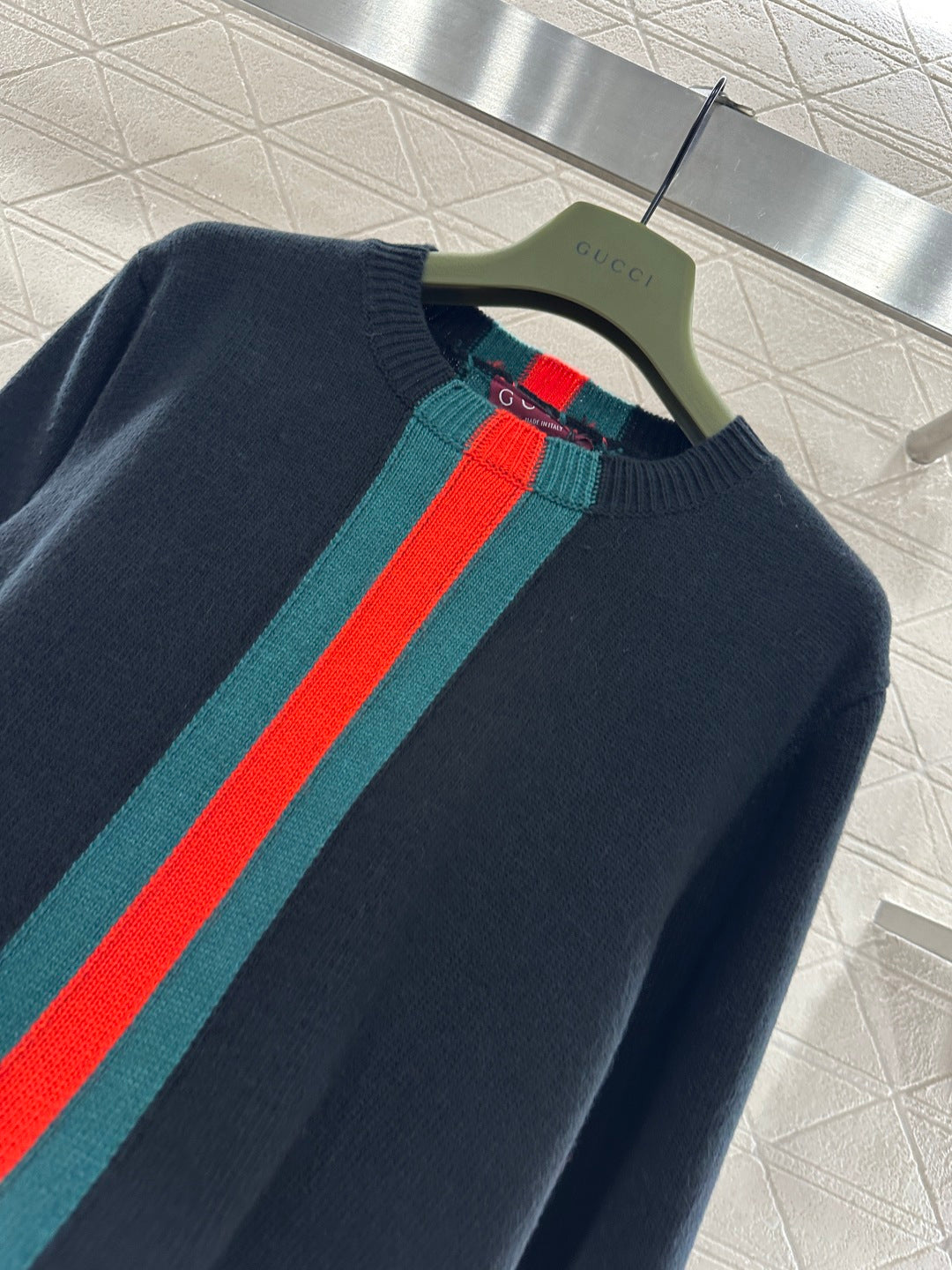 Vertical Striped Ribbon Sweater