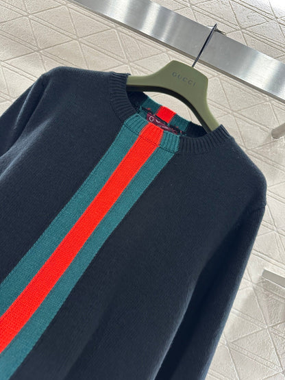 Vertical Striped Ribbon Sweater