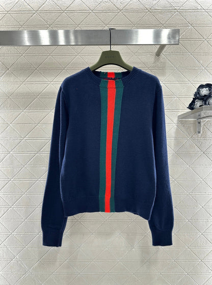 Vertical Striped Ribbon Sweater