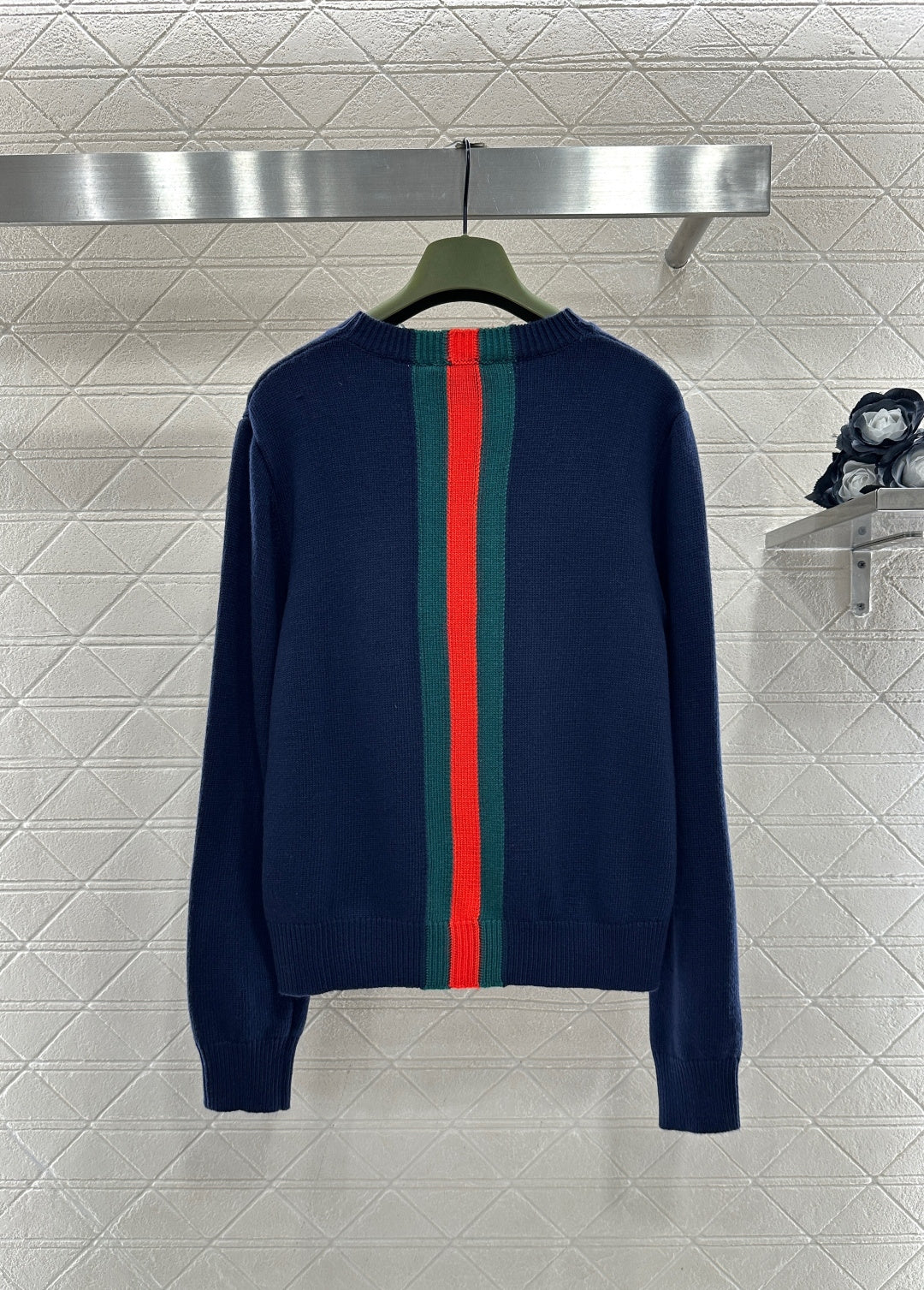 Vertical Striped Ribbon Sweater