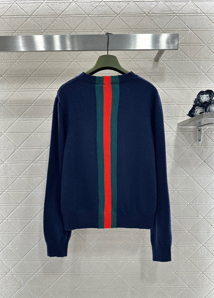Vertical Striped Ribbon Sweater