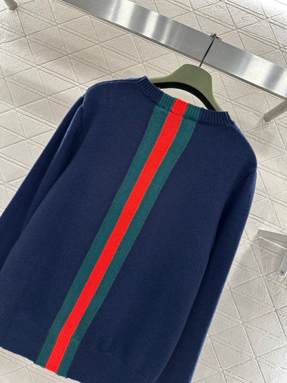 Vertical Striped Ribbon Sweater
