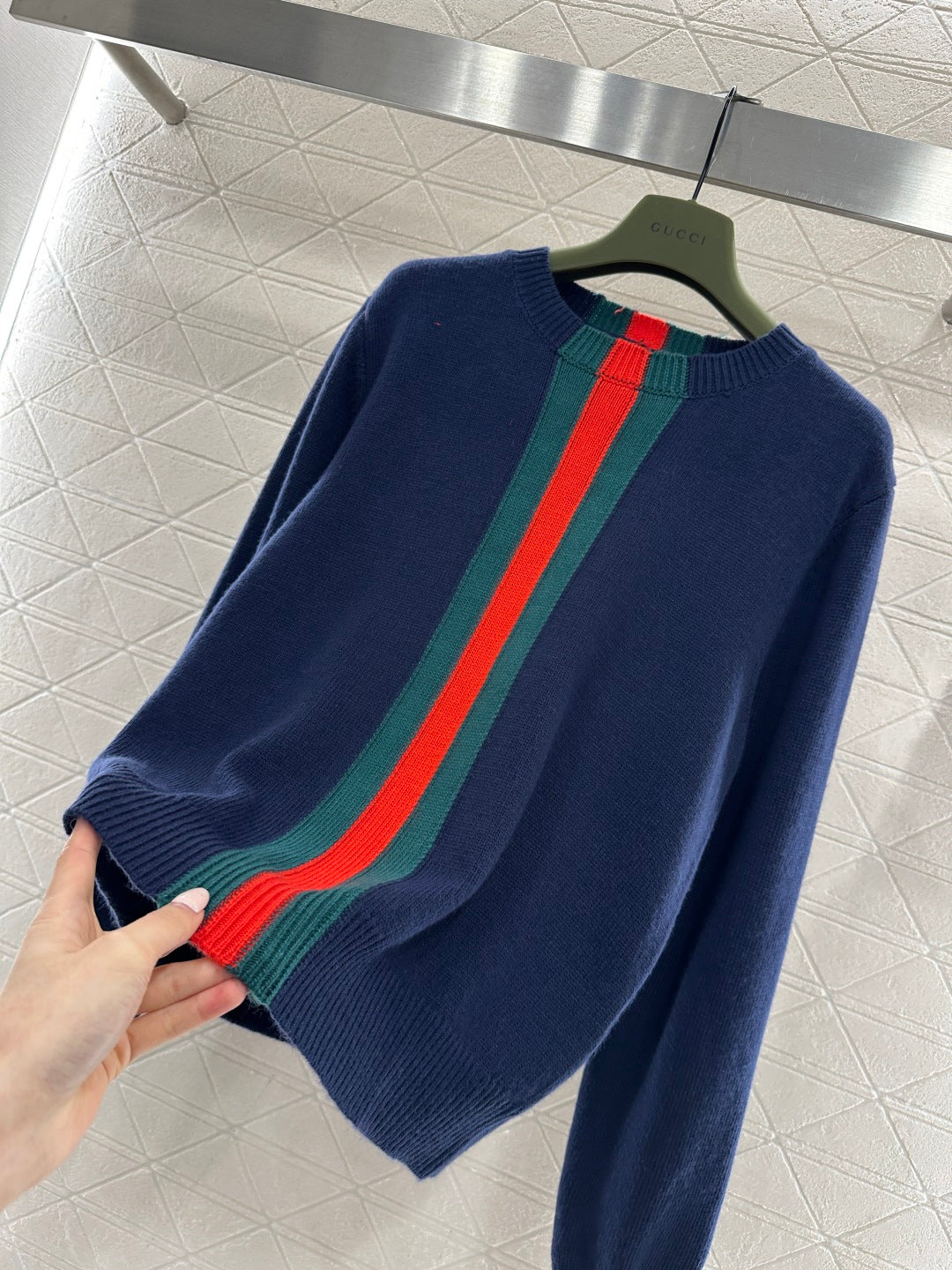Vertical Striped Ribbon Sweater