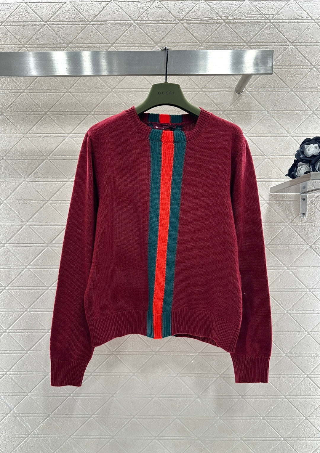 Vertical Striped Ribbon Sweater