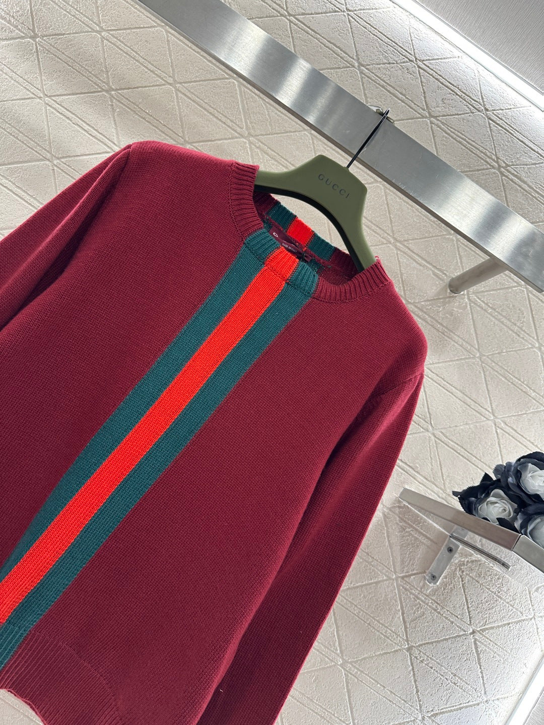 Vertical Striped Ribbon Sweater