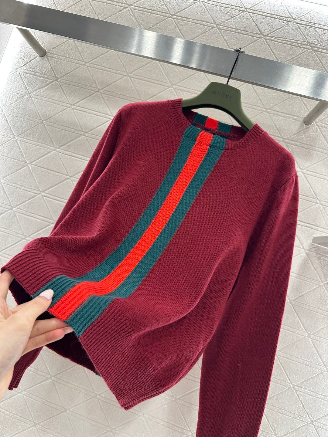 Vertical Striped Ribbon Sweater