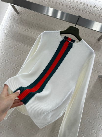 Vertical Striped Ribbon Sweater