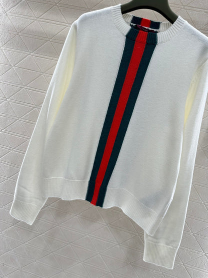 Vertical Striped Ribbon Sweater