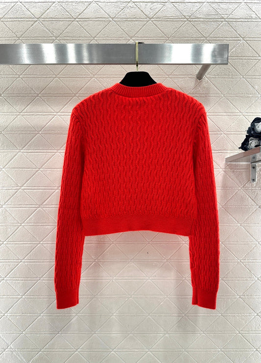Wave Pattern Short Knit Cardigan