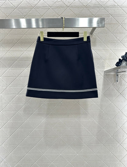 Navy Collar Jacket and Skirt Set