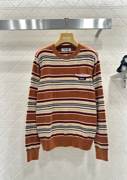 Striped Knit Pullover Sweater