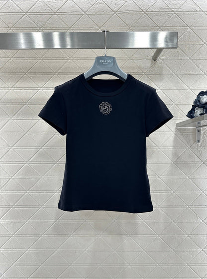 Crew neck short-sleeved top