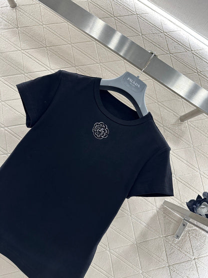 Crew neck short-sleeved top