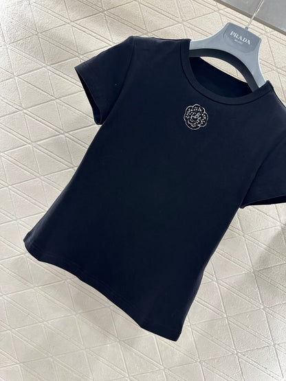 Crew neck short-sleeved top