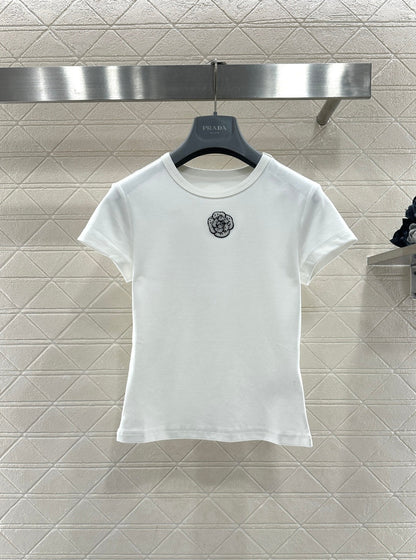 Crew neck short-sleeved top