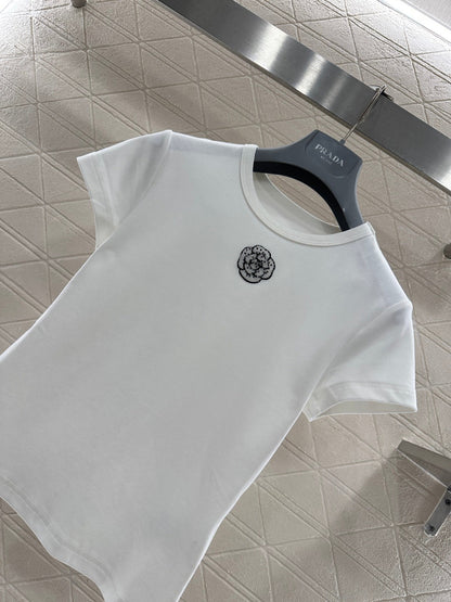 Crew neck short-sleeved top