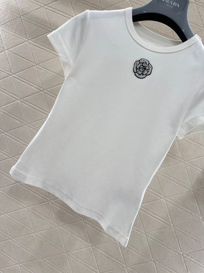 Crew neck short-sleeved top