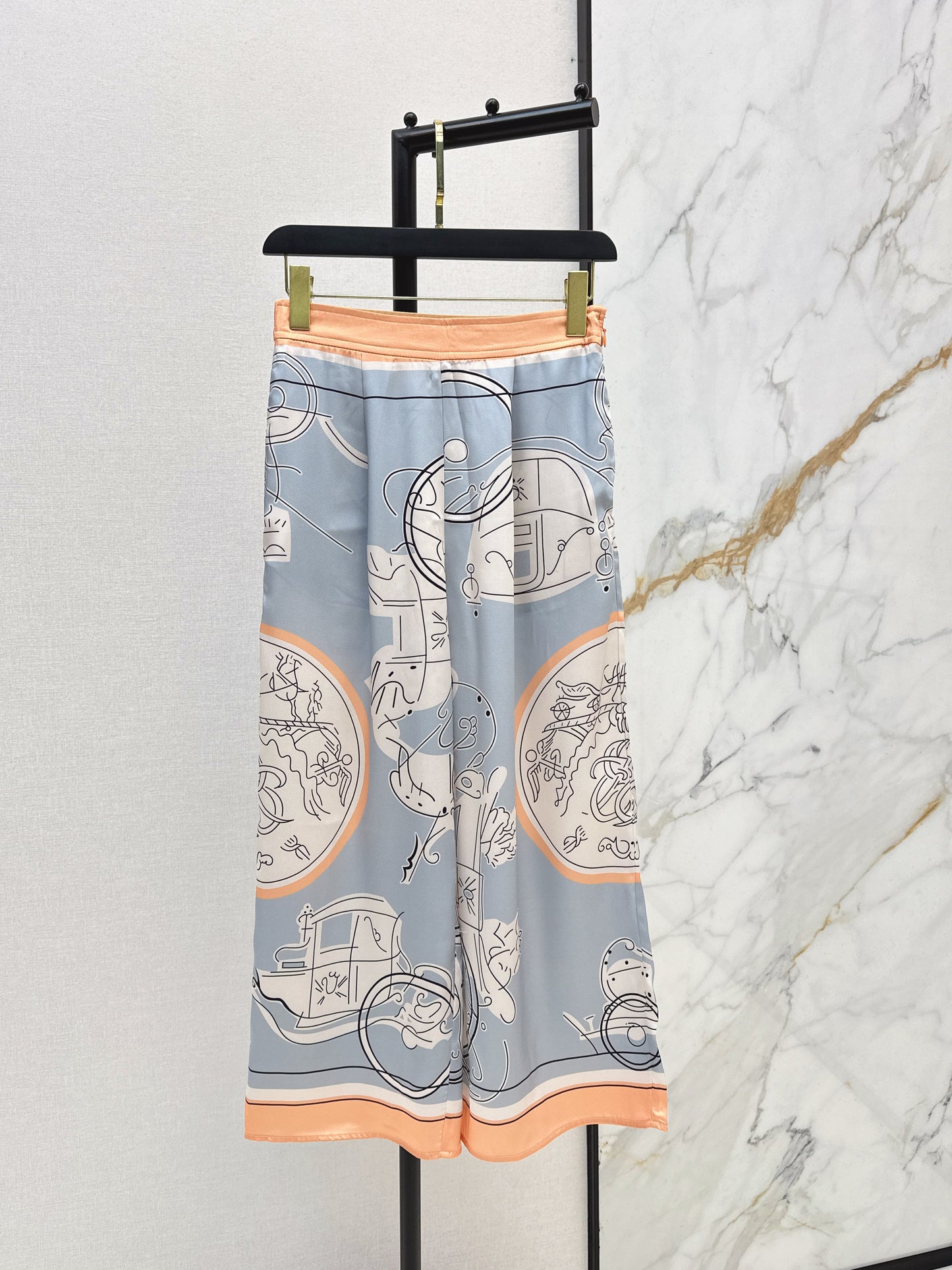 Printed Straight-Leg Pants