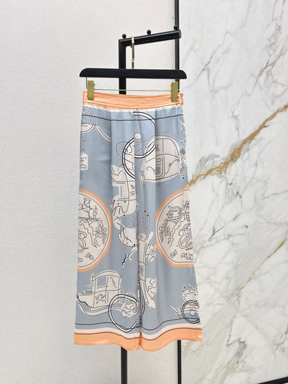 Printed Straight-Leg Pants