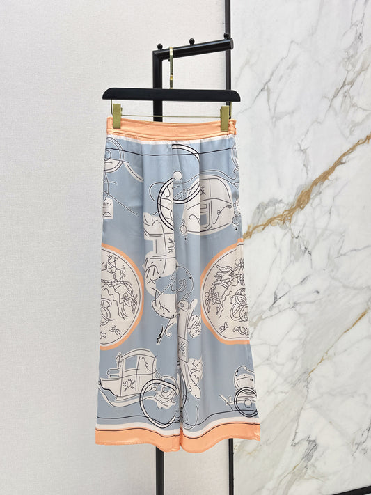 Printed Straight-Leg Pants
