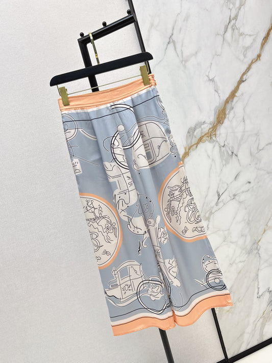Printed Straight-Leg Pants