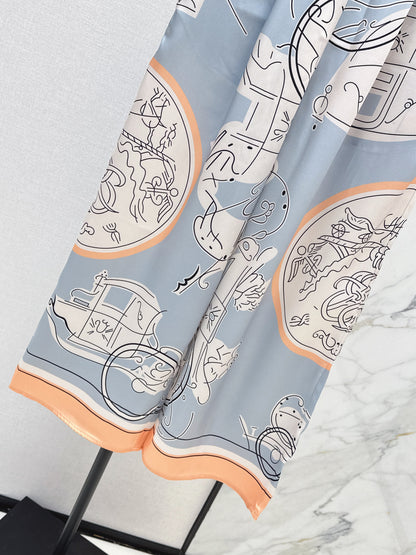 Printed Straight-Leg Pants