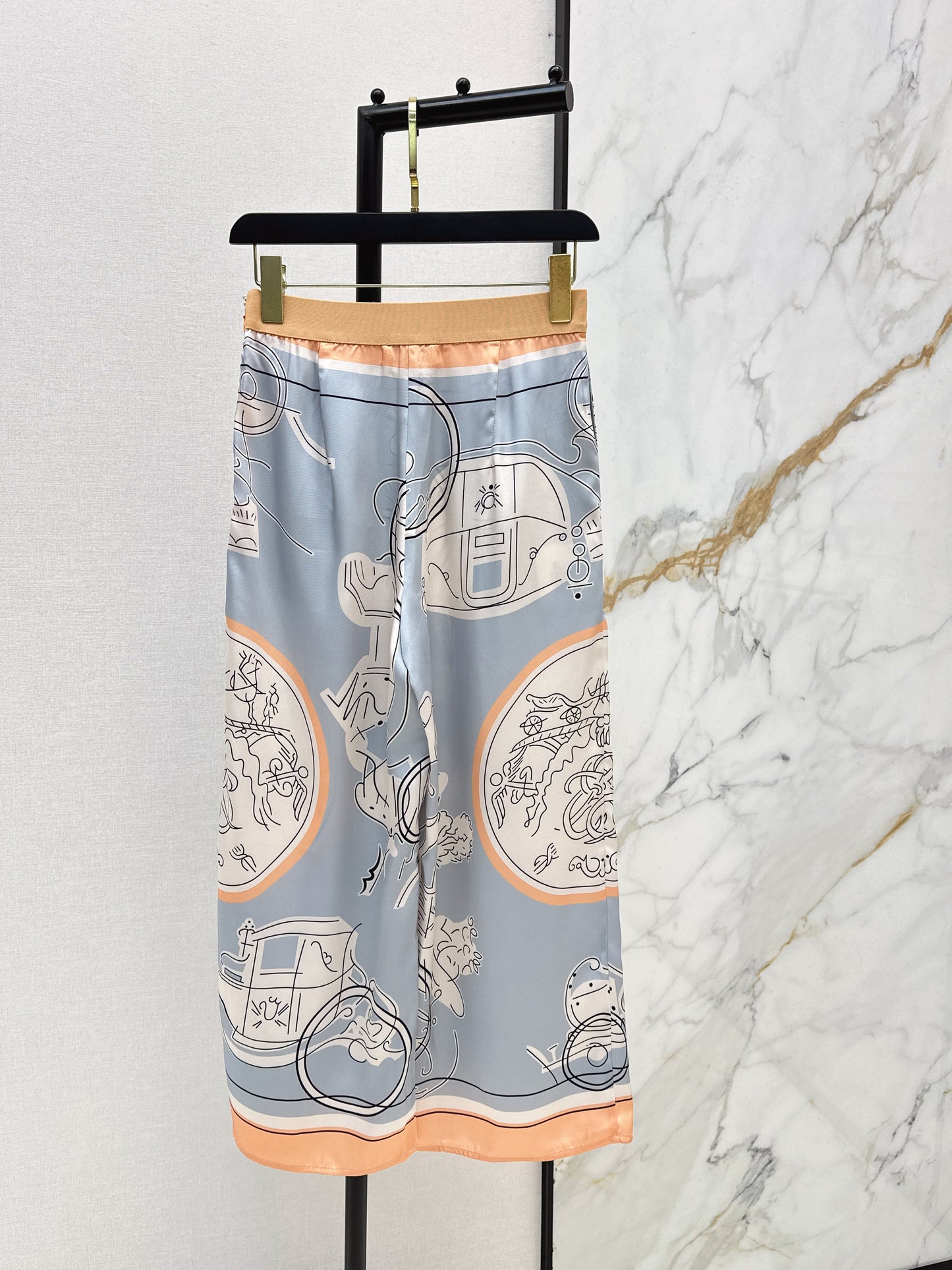 Printed Straight-Leg Pants