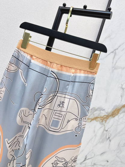 Printed Straight-Leg Pants