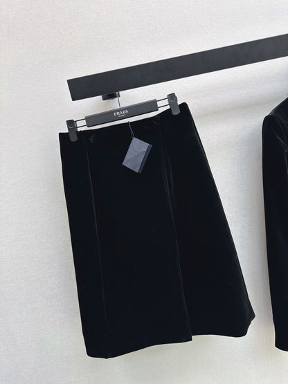 Lapel Velvet Coat /Skirt