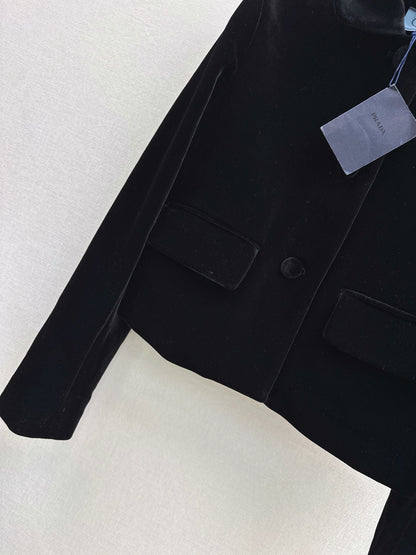 Lapel Velvet Coat /Skirt