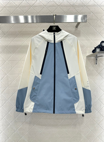 Color-blocked Zip-up Windproof Jacket