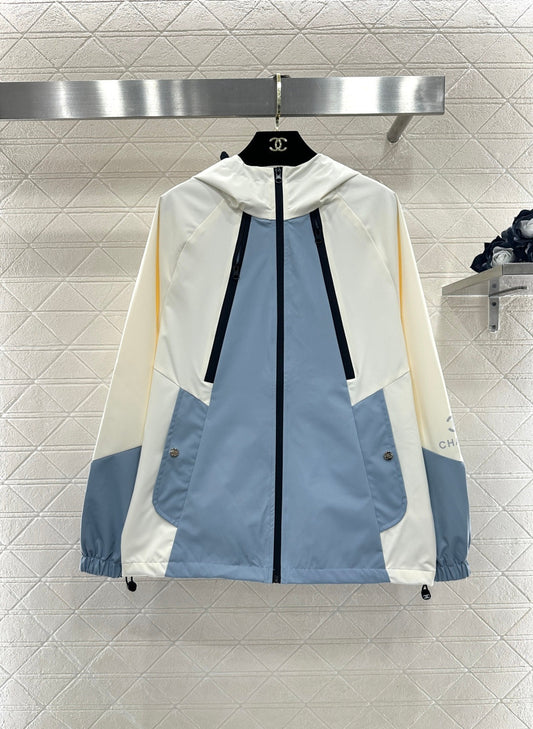 Color-blocked Zip-up Windproof Jacket