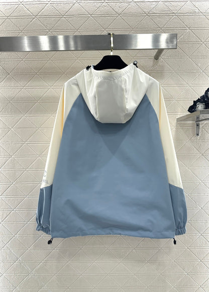 Color-blocked Zip-up Windproof Jacket