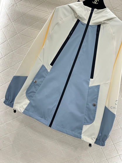 Color-blocked Zip-up Windproof Jacket